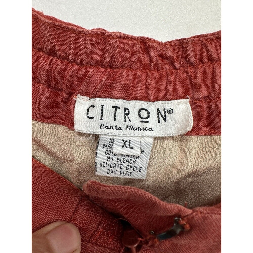 Citron Santa Monica  XL 100% Line Cropped Printed Trim Pants Pull On button zipp - Picture 13 of 14